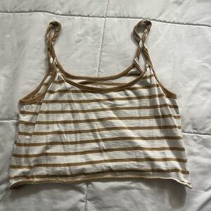 Aerie Tan and Cream Striped Tank Top